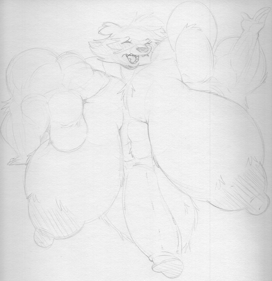 abs anthro big_muscles big_nipples breasts closed_eyes eyelashes fingers fur gynomorph harvey_beaks harvey_beaks_(series) huge_muscles hyper hyper_muscles intersex mammal meryl_(harvey_beaks) monochrome muscular muscular_gynomorph muscular_intersex navel nipples open_mouth procyonid raccoon sagging_breasts sbshouseofpancakes sharp_teeth teeth traditional_media_(artwork)