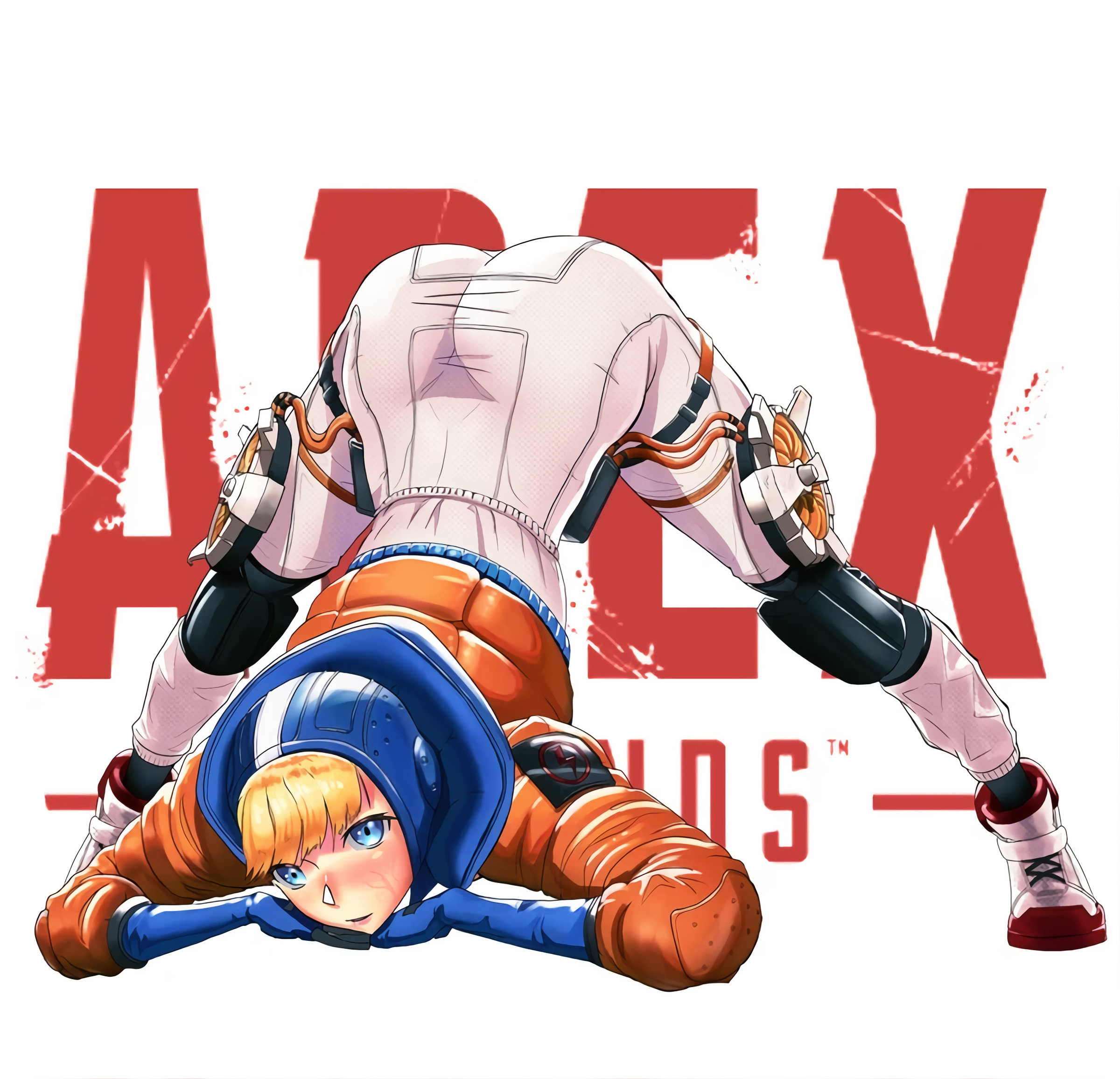 1girls, apex legends, ass, ass focus, ass shake, ass up, blonde hair, blue eyes, female, female only, jack-o pose, jumpsuit, looking at viewer, skinsuit, stretched clothing, tagme, tight clothing, tight fit, wattson (apex legends)
