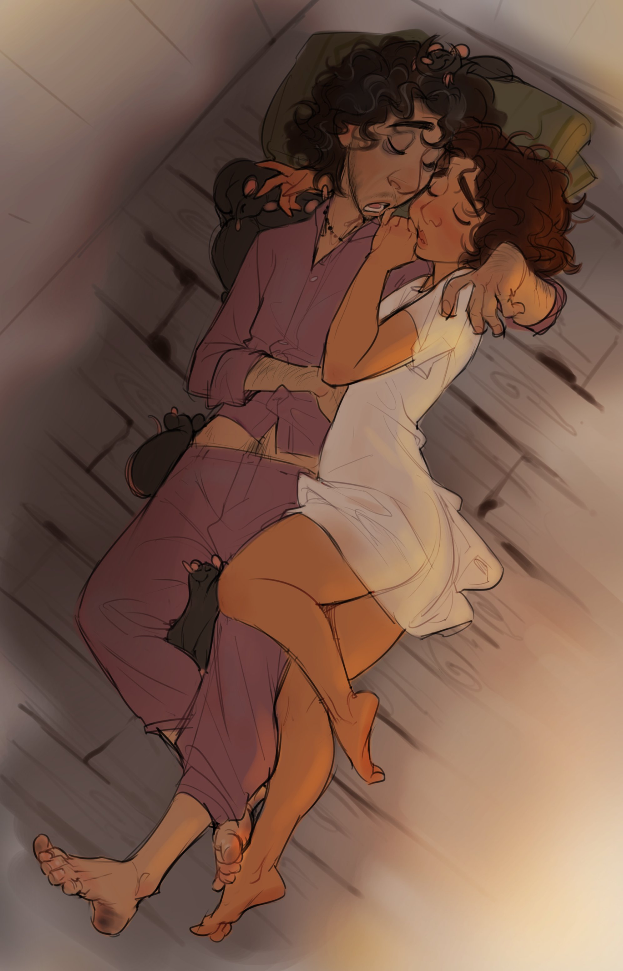 bruno madrigal, disney, encanto, incest, latina, latino, mirabel madrigal, sleeping, spooning, straight hair, uncle and niece