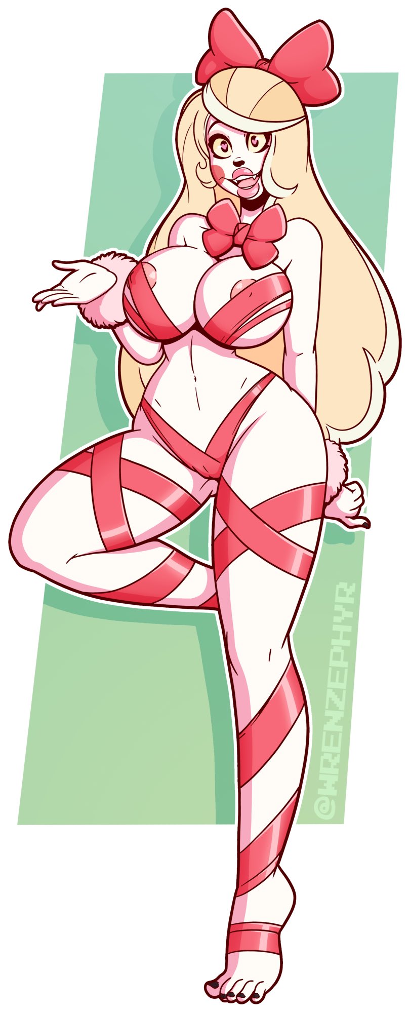 1girls, bimbo, blonde hair, breasts, charlie morningstar (hazbin hotel), fangs, female, furry, hazbin hotel, huge breasts, navel, nipples, pale skin, solo, solo female, solo focus, thick lips, thick thighs, wide hips, wrenzephyr2