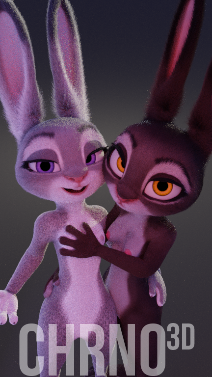 1girls 2021 3d_(artwork) anthro black_fur breasts brown_fur buckteeth bunny bunny_ears bunny_girl bunny_tail chrno cute digital_media_(artwork) disney duo eyelashes featureless_crotch female female/female flat_chest front_view fur furry grey_background grey_body grey_fur hand_on_breast human_on_anthro interspecies judy_hopps lagomorph leporid looking_at_viewer mammal nipples nude open_mouth open_smile petite policewoman purple_eyes rabbit seductive_eyes seductive_smile small_breasts smaller_female smile two_tone_fur white_fur yellow_eyes zootopia