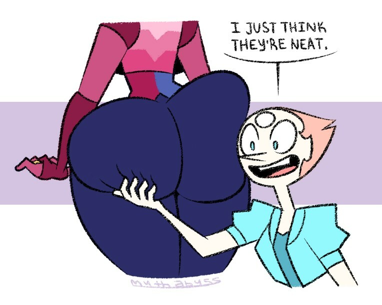 ass ass_dough big_ass big_butt butt_fondling cartoon_network deep_skin female female_focus female_only garnet_(steven_universe) i_just_think_they're_neat mythabyss pearl_(steven_universe) steven_universe thick_thighs tongue