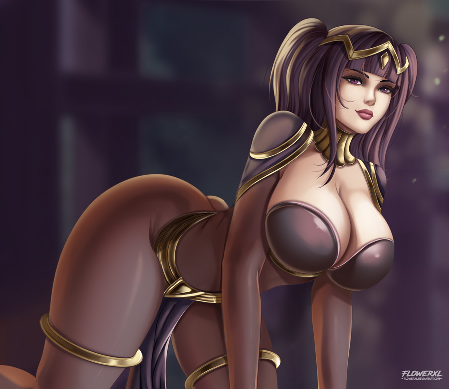 1girls, all fours, alternate breast size, ass, bangs, bent over, big ass, black hair, bodystocking, breasts, cleavage, clothed, clothing, deep cleavage, female, female only, fire emblem, fire emblem awakening, flowerxl, goth, hartman hips, hips, hourglass figure, kneeling, large breasts, lips, lipstick, medium hair, nintendo, pelvic curtain, purple eyes, red lips, red lipstick, smile, solo, tharja (fire emblem), thick lips, thick thighs, thunder thighs, thunderthighs, wide hips