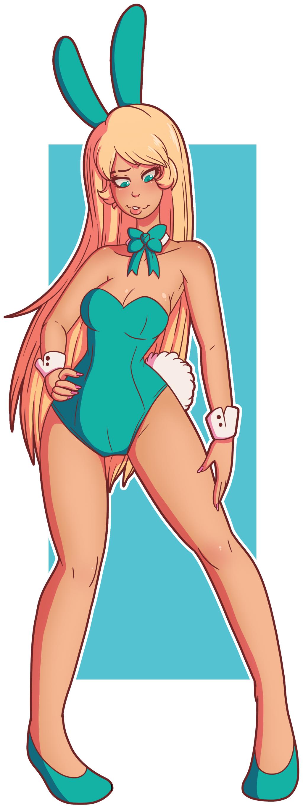 before and after, before transformation, blonde hair, brat, breasts, bunnysuit, female, flats, josie (wrenzephyr2), pre-transformation, small breasts, thighs, transformation, wrenzephyr2