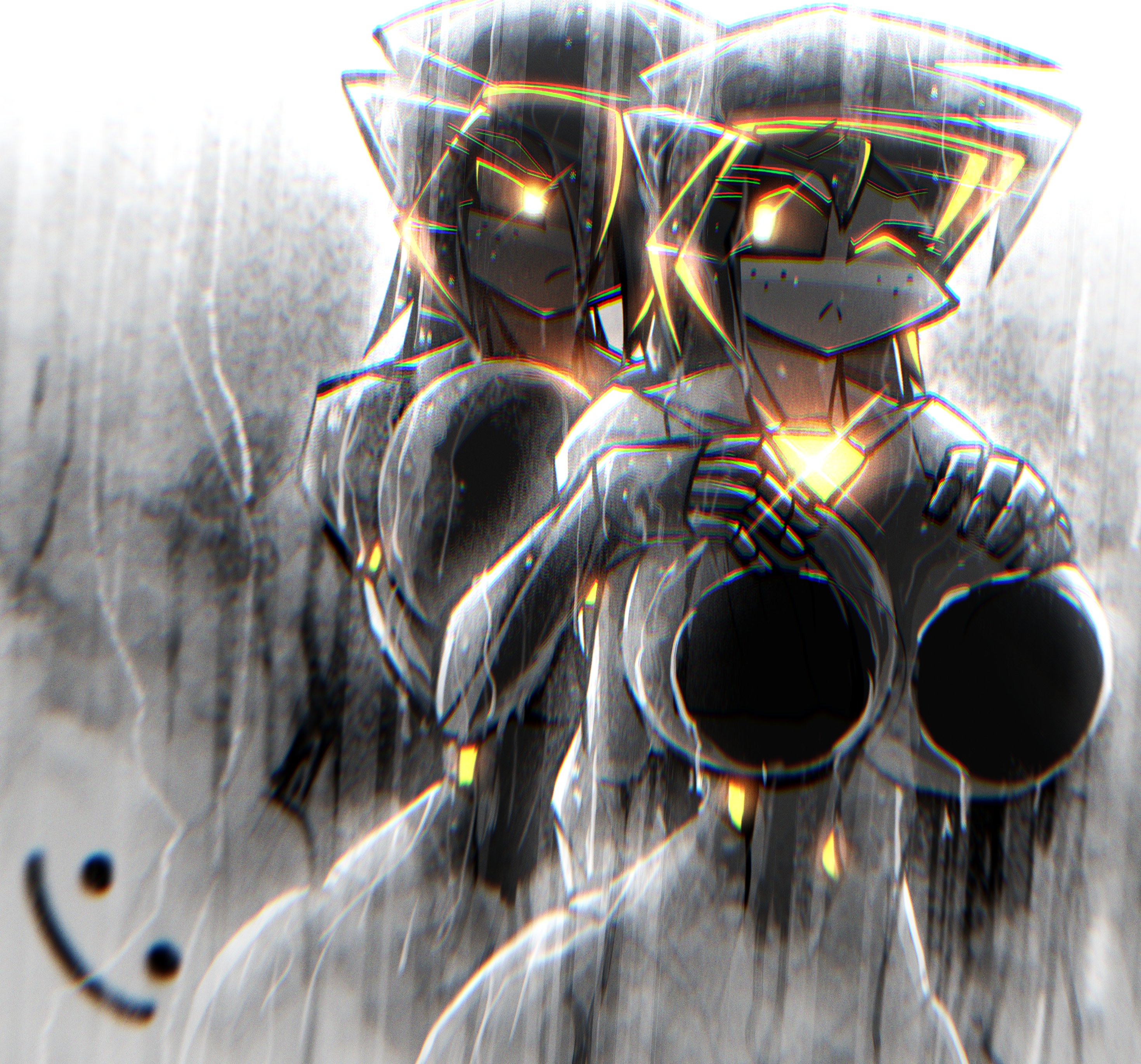 2girls, albry (zzzhodazzz), big breasts, black sclera, breast squeeze, breasts, cyborg, female, female only, kyurby (zzzhodazzz), multiple females, multiple girls, nude, shower, tagme, thick thighs, voluptuous, yellow eyes, yuri, zzzhodazzz