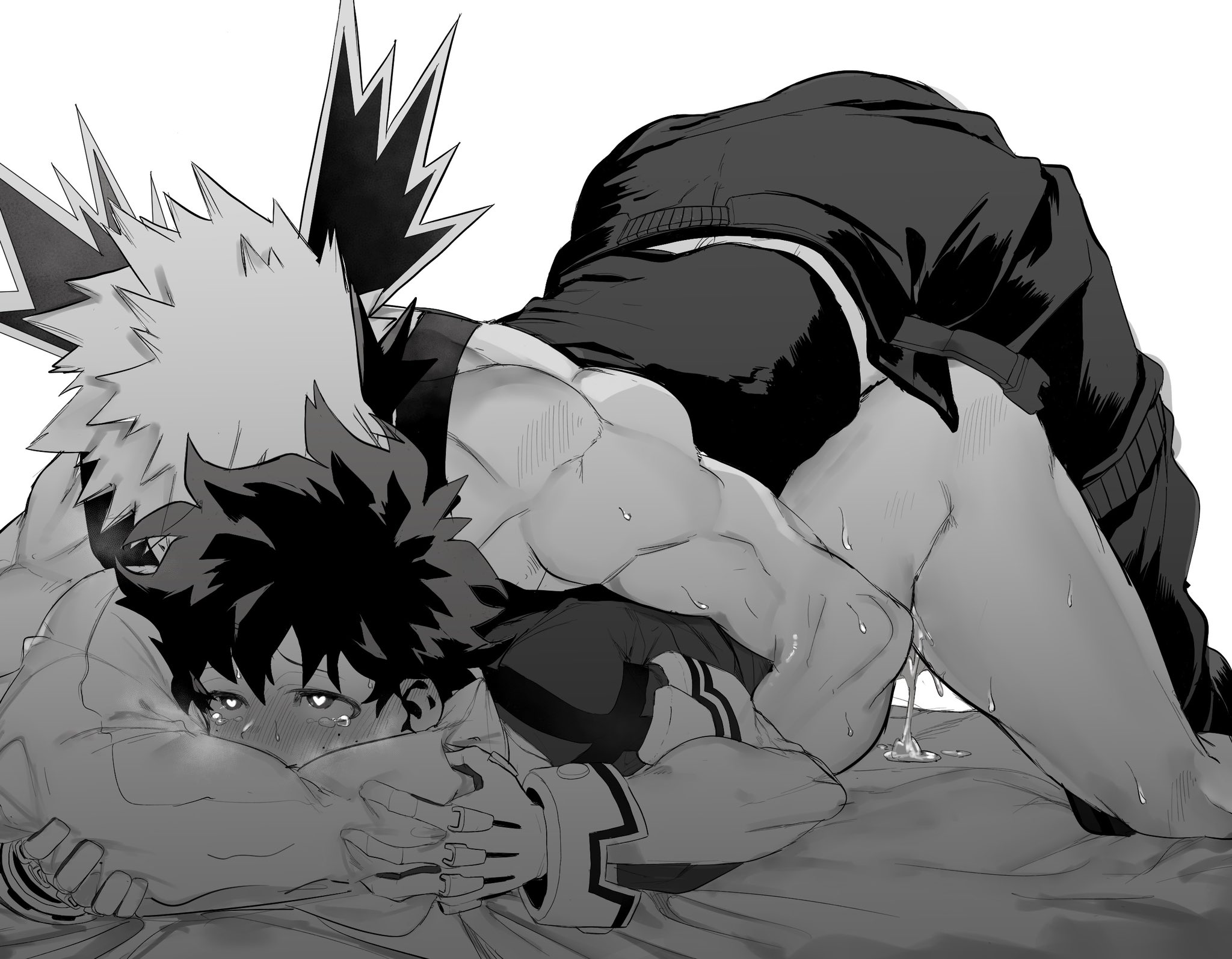 ass, big ass, izuku midoriya, katsuki bakugou, male, my hero academia, spiky hair, yaoi