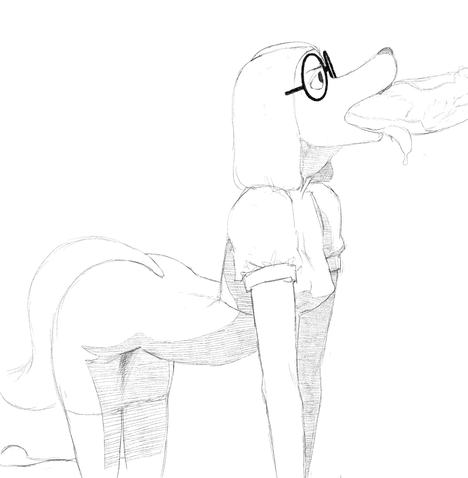 all fours, anthro, blowjob, bob cut, brown eyes, brown fur, brown hair, deep blowjob, deepthroat, deepthroat smile, doggy style, drool, drooling, face fucking, fellatio, furry, genitals, glasses, male, medium hair, no gag reflex, oral, oral penetration, oral sex, orange hair, penetration, penis, penis in mouth, petite, rawhell, sing (movie), sing 2 (movie), sloppy, sloppy blowjob, suki lane, tail, tail tuft, throat barrier, throat bulge, tongue, tongue out, tongue out blowjob, unseen male face