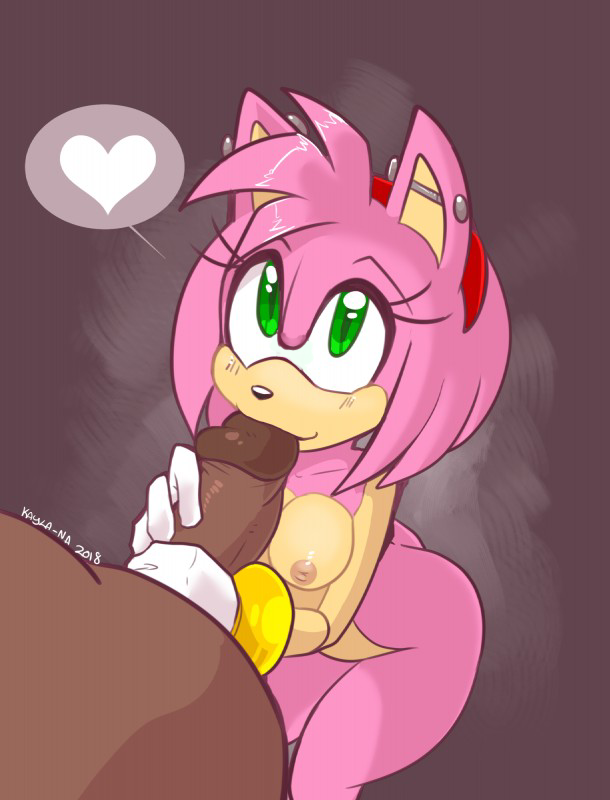 1boy 1girls 2d amy_rose anthro_on_human blowjob breasts color cute dark-skinned_male fellatio female furry gloves green_eyes hairband hedgehog holding_penis human_on_anthro kayla-na male male_human/female_anthro male_on_anthro naked_gloves nipples oral oral_sex penis pink_fur pink_hair sega small_breasts sonic_(series) unseen_male_face