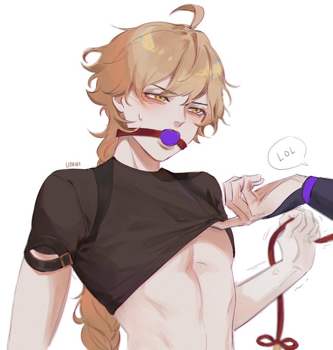 aether (genshin impact), gagging, gay, genshin impact, male, male only, scaramouche (genshin impact), tagme