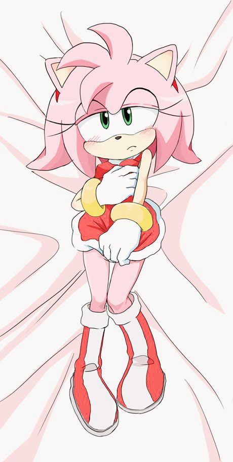 1girls amy_rose anthro blush cute dakimakura female knees_together_feet_apart looking_at_viewer nipple_bulge panties_peek petite pink_fur pink_hair small_breasts solo sonic_(series)