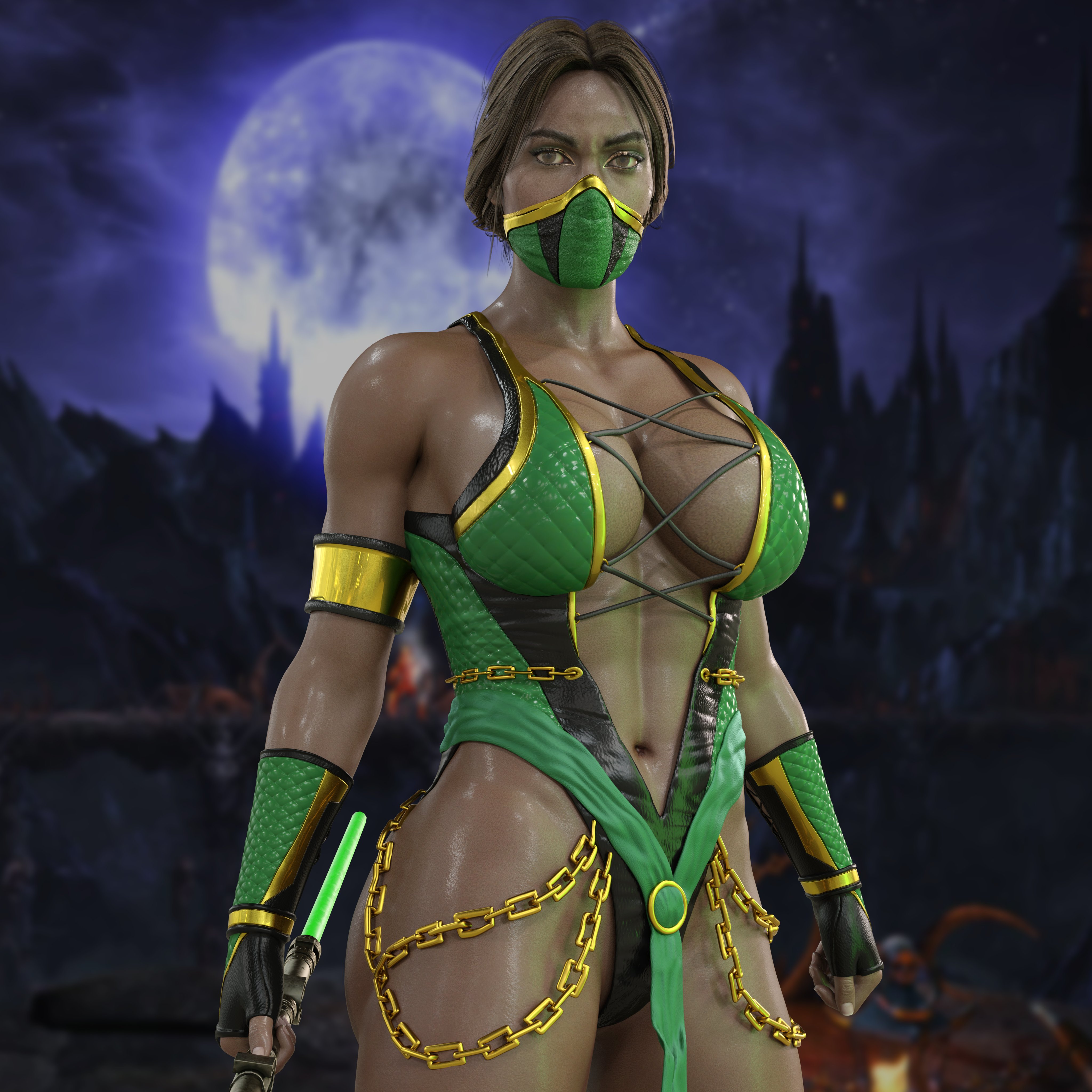 1girls, 3d, big breasts, breasts, busty, curvaceous, curvy, dark skin, dark-skinned female, female, female focus, female only, hourglass figure, jade (mk11), jade (mk9), jade (mortal kombat), leotard, masturbation, mortal kombat, mortal kombat (2011), mortal kombat 11, nordfantasy, solo, tagme, voluptuous, wide hips