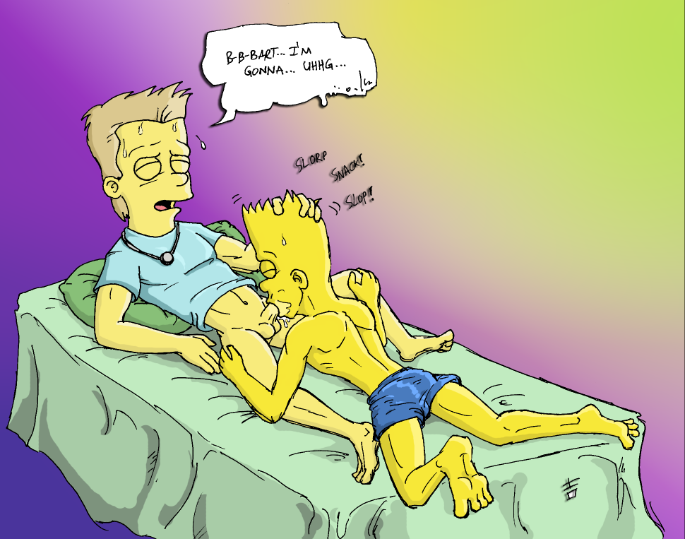 2boys ahe_gao artist_signature ass balls ballsack bare_legs bart_simpson blonde_hair blowjob blowjob_face bottomless brown_hair cheek_bulge closed_eyes cock_gobble cock_hungry cum_dripping_down_chin cum_hungry cum_in_mouth cum_on_face deep_blowjob donny_(the_simpsons) english_text erection fellatio gay giving_head going_down_on hand_on_head human imminent_orgasm legs_held_open light_brown_hair lying_on_back lying_on_stomach male male_only necklace no_pubic_hair on_back on_bed oral oral_sex orgasm_face orgasm_from_oral partially_clothed pendant penis penis_in_mouth saliva_drip scrotum shaved_crotch shorts sound_effects spread_legs sucking sucking_off sweatdrops testicles the_simpsons topless yaoi yellow_skin yoshi_(artist)