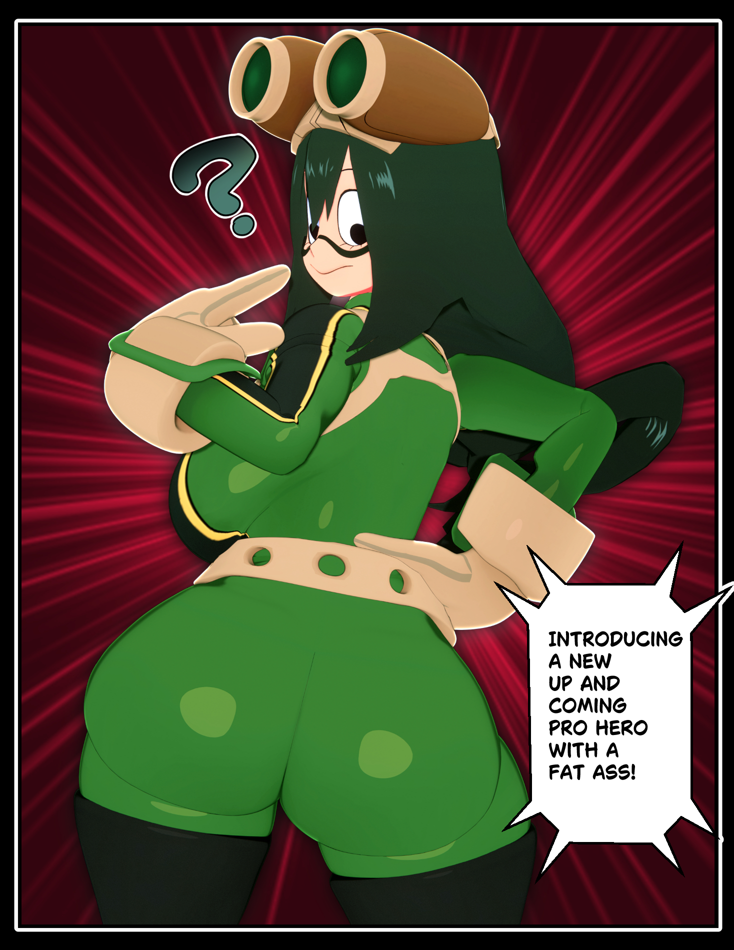 1girls, 3d, ass, asui tsuyu, big ass, big breasts, blender, boku no hero academia, breasts, cute, cybrokrimson, female, froppy, hero outfit (mha), looking back, my hero academia, sideboob, tagme, tsuyu asui