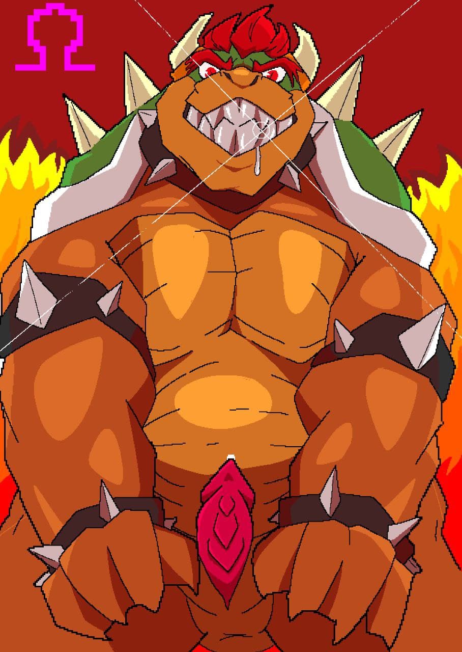 anthro bodily_fluids bowser drooling first_person_view hi_res jamal_void_everycandyheart king male male_only mario_(series) muscular nintendo overweight royalty saliva simple_background slightly_chubby solo video_games