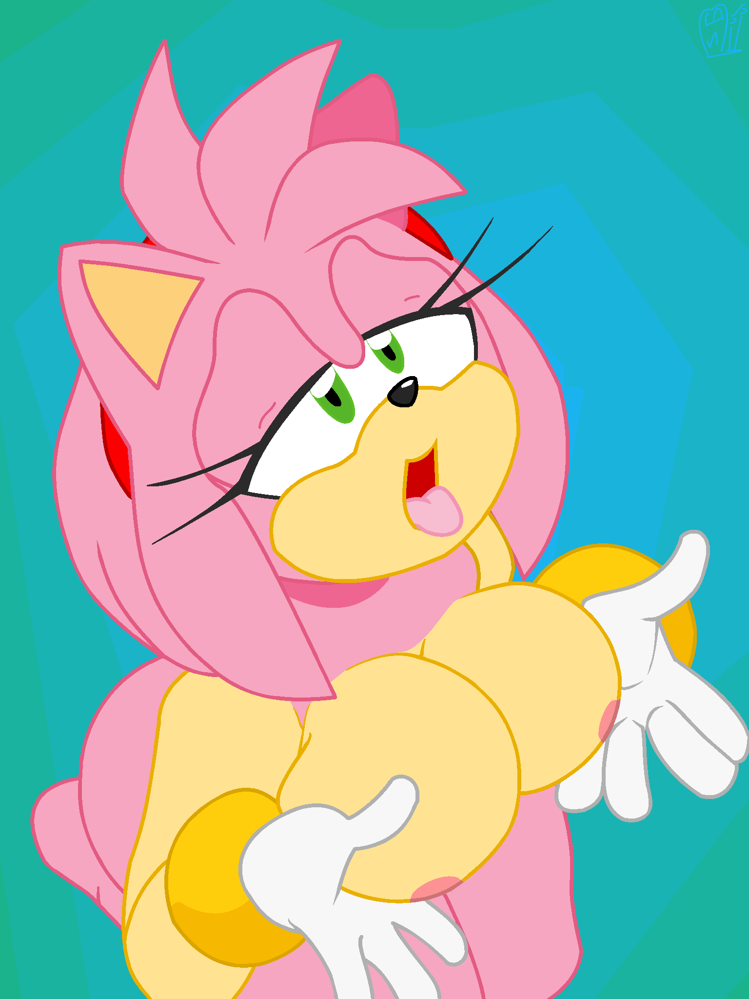 2022 amy_rose big_breasts big_breasts bokbs breasts female female_focus female_only fullmetalsketch half-closed_eyes hd hi_res high_resolution highres pink_fur pink_hair snailbail22 sonic_(series) tongue tongue_out