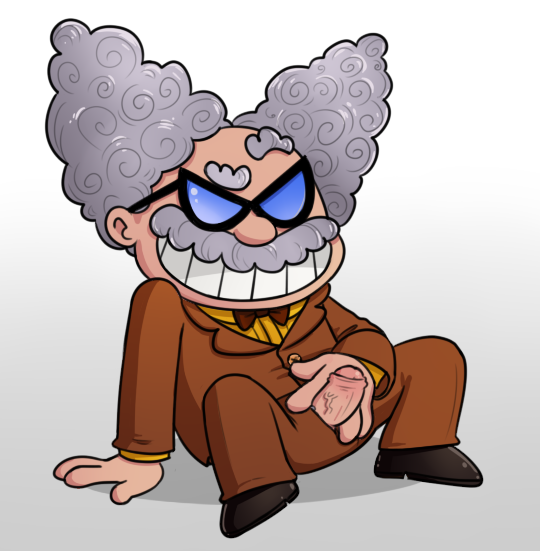 captain_underpants_(series) clothed clothing dav_pilkey glasses gray_hair male male_only older_male penis professor_poopypants sitting smile smiling smiling_at_viewer teeth toony ubernerdmaster