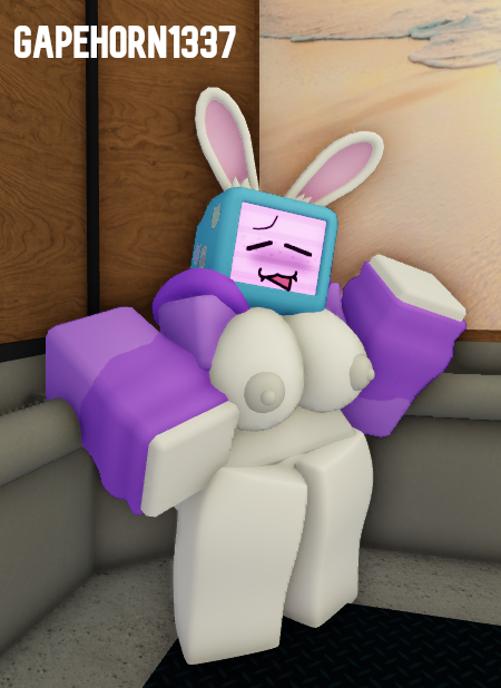 3d 3d_model :3 artist_name blush blushing_at_viewer boobs_out bottomless breasts bunny bunny_ears bunny_tail computer_head elevator gapehorn1337 happy melanie_(regretevator) regretevator roblox roblox_game roblox_studio robloxian robot_girl screen screen_face self_upload tagme tv_head waving waving_at_vieweri. white_body