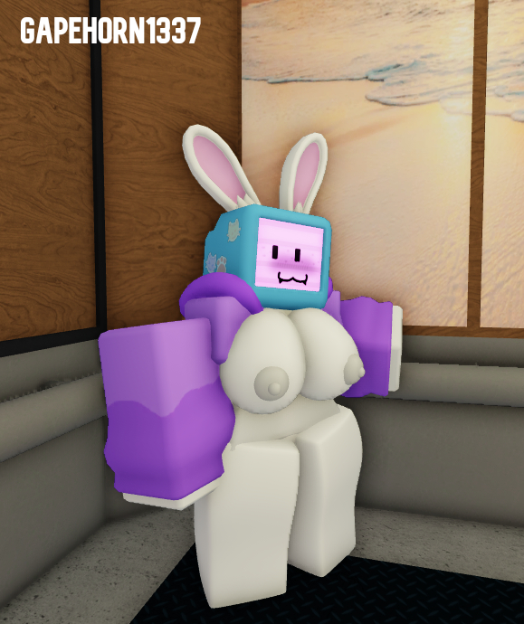 3d :3 artist_name blush blushing_at_viewer boobs_out bottomless breasts bunny bunny_ears bunny_tail chilling computer_head elevator gapehorn1337 happy melanie_(regretevator) regretevator relaxed relaxing roblox roblox_game roblox_studio robloxian robot_girl screen screen_face self_upload tagme tv_head white_body