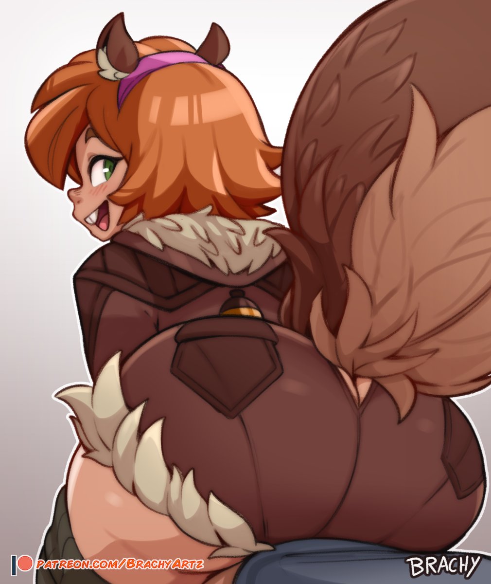 1girls ass ass_focus brachyzoid cute fluffy_tail green_eyes marvel marvel_comics marvel_rivals squirrel_ears squirrel_girl_(marvel) squirrel_girl_(marvel_rivals) squirrel_tail