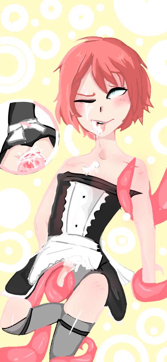 1boy artist_request cum_on_face eyes_rolling_back femboy flamingo_(youtuber) maid_uniform orgasm pink_hair roblox source_request tagme tentacle tentacle_sex youtube youtuber