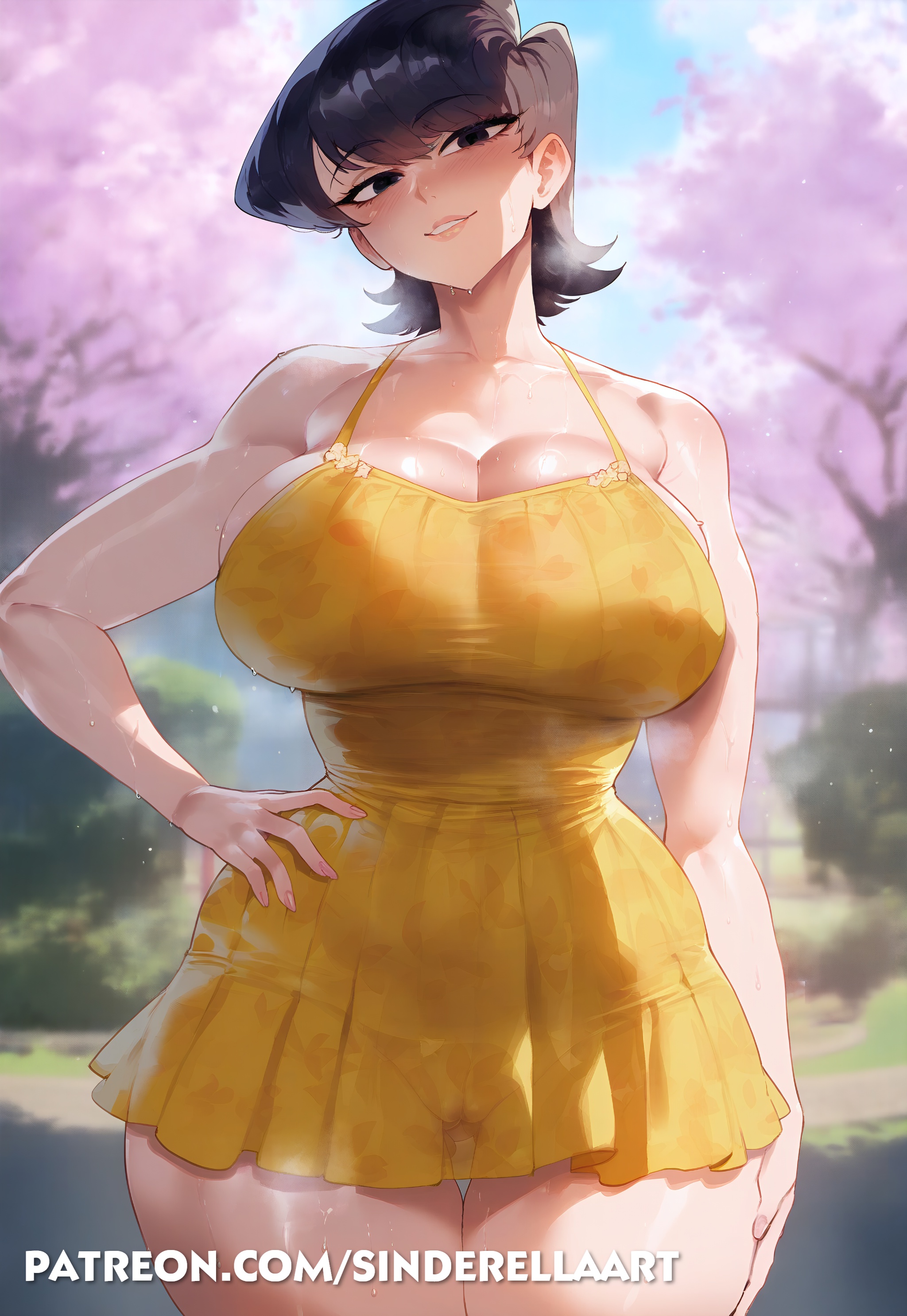 ai generated, ass, ass bigger than head, big ass, big breasts, big butt, breasts, breasts bigger than head, busty, cleavage, commission, curvaceous, female, garden, heavenly ass, huge ass, huge breasts, komi shuuko, komi-san wa komyushou desu, large ass, large breasts, milf, mommy, patreon, patreon url, patreon username, public, sinderellaart, thick, thick ass, thick legs, thick thighs, voluptuous, voluptuous female