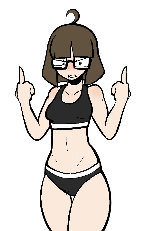 1girl, 1girls, 2026, 2d, 2d (artwork), 2d artwork, ahoge, alternate ass size, alternate body type, angry, angry face, ass, big ass, big butt, big thighs, black eyes, black sports bra, blush, blushing, bra, brown hair, brunette, brunette female, brunette hair, brunette-haired female, butt, clothed, clothing, color, diddlesdoodles, diddoodle studios, digital art, digital drawing, digital drawing (artwork), digital media, digital media (artwork), digital painting (artwork), double middle finger, ethicalgooner2007 (kryptraider), female, female focus, female only, glasses, human, human only, internet controversy, large thighs, light skin, medium support (meme), meme, meme attire, meme clothing, middle finger, missionary position, original, pale, pale skin, pale skinned female, pale-skin, pale-skinned female, panties, petite, petite body, petite female, short hair, simple background, skinny, skinny female, skinny girl, small breasts, solo, solo female, solo focus, sports bra, sports panties, sports shorts, sportswear, square glasses, standing, thick, thick ass, thick legs, thick thighs, thighs, twitter, twitter link, underwear, white background, white shirt, wide hips, wide thighs