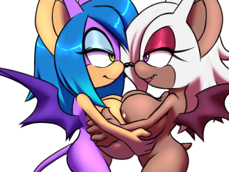 2021 2girls 4:3 anthro anthro_only bat big_breasts blue_hair boop breast_grab breast_press breast_size_difference breast_squish breasts breasts_frottage chiropteran eye_contact eyelashes eyeliner eyeshadow fan_character female female/female female_only furball_(artist) furry furry_only hair hug huge_breasts lipstick long_hair looking_at_another makeup mammal membrane_(anatomy) membranous_wings meron_the_bat nipples nose_boop penny_the_bat portrait purple_eyes side_boob side_view simple_background smile sonic_(series) sonic_the_hedgehog_(series) squish tail three-quarter_portrait white_background white_hair wings yellow_eyes yuri