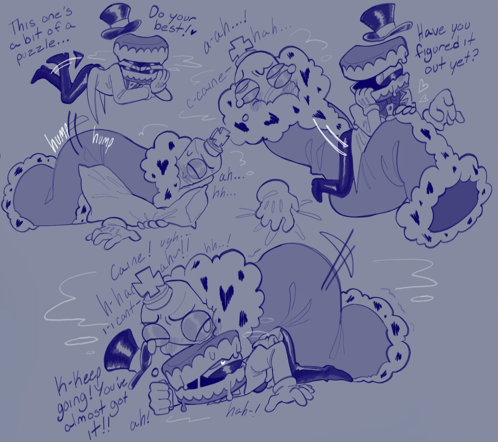 blush, caine (the amazing digital circus), gay, gay male, kinger (the amazing digital circus), size difference, tagme, the amazing digital circus, yaoi