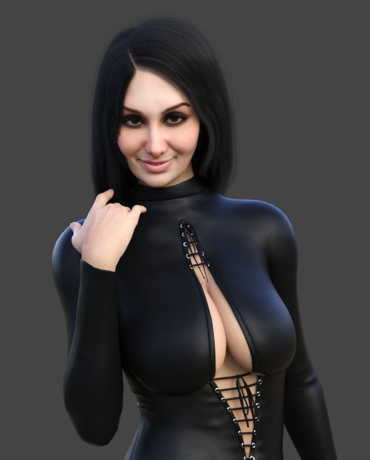 1girls 3d arab_female arabian black_bodysuit black_hair bodysuit cleavage cleavage_cutout female female_focus female_only headwear hijabista looking_at_viewer mascara muslim original_character posing secret_agent smiling smiling_at_viewer solo spy tight_clothing vforvendettav