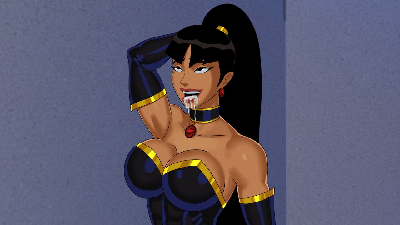 1girls arm_length_gloves big_breasts breasts choker clothed crime_syndicate cum cum_drip cum_in_mouth dc dc_comics dcau eyes_rolling_back female happy hourglass_figure huge_breasts justice_league:_crisis_on_two_earths large_breasts leotard lipstick mary_batson(alt) necklace open_mouth oral_creampie ponytail rolling_eyes sunsetriders7 superwoman superwoman_(mary_batson) upper_body voluptuous