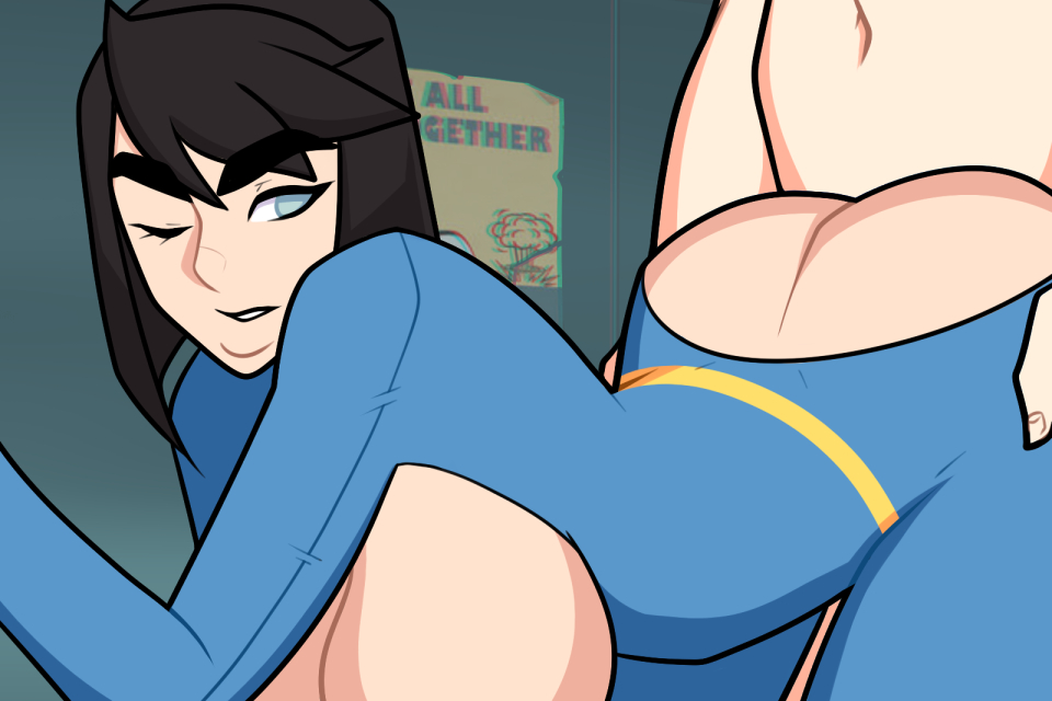 ass big_breasts black_hair blue_eyes breasts doggy_style fallout fallout_4 female foxicube game male penis ripped_clothing vault_boy vault_dweller vault_girl vault_meat vault_suit