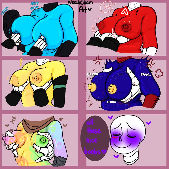 alternate_universe animated_skeleton artist_name big_breasts blue_body boobs breasts breasts_focus cross_sans cross_sans_(fan_character) dream_sans dream_sans_(fan_character) dreamtale dreamtale_(undertale_fanfiction) ectobody ectobreasts error_sans error_sans_(fan_character) errortale fan_character female_sans flushed heart ink_sans ink_sans_(fan_character) killer_sans killertale neahchanart nightmare_sans nightmare_sans_(fan_character) red_body rule_63 sans sans_au sanscest skeleton tits undertale undertale_au xtale yellow_body