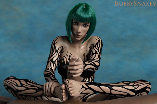 1boy, 1girls, 3d, 3d (artwork), big penis, bob cut, bobbysnaxey, bottomless, cg, dark skin, dark-skinned male, daz studio, ela (rainbow six), feet, female, foot fetish, footjob, freckles, green hair, hand on penis, handjob, interracial, large penis, looking at another, looking at partner, looking at viewer, male, male pov, male/female, nail polish, naked, nude, nude male, penis, penis out, pov, rainbow six, rainbow six siege, short hair, straight, thick penis, toes, topless, white body, white skin