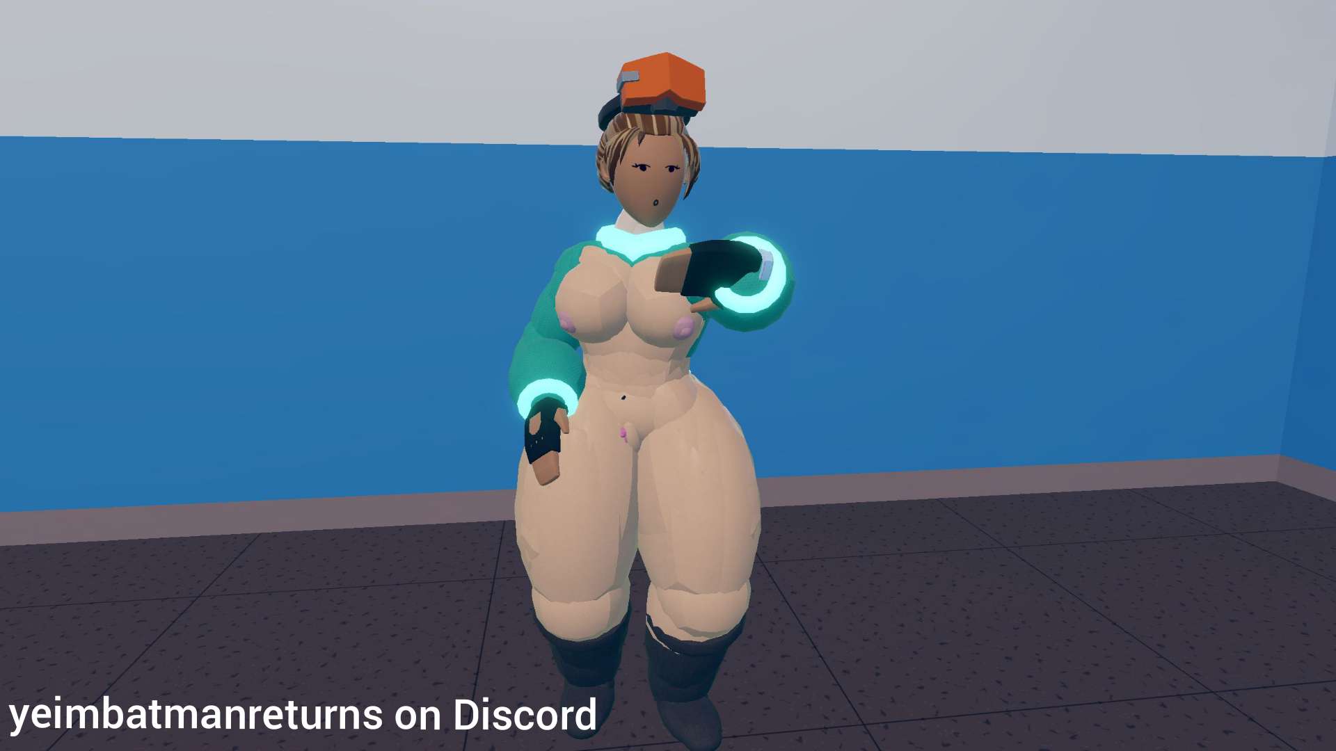 blackpink_nipples breasts brown_eyes brown_hair female female_only nipples pussy rec_room rec_room_avatar recroom recroom-nsfw thighs