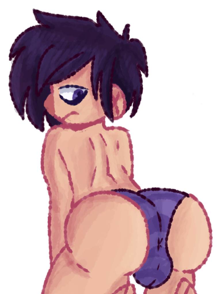 1boy ass ass_focus ball_bulge black_hair emo emo_boy male_only panties pegasusblood sebastian_(stardew_valley) solo stardew_valley striped_panties transparent_background