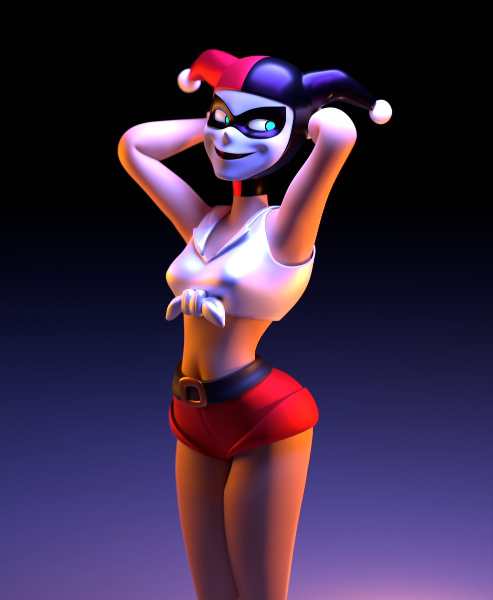 3d batman:_the_animated_series batman_(series) big_breasts breasts dc dc_comics dcau harley_quinn harley_quinn_(classic) harley_quinn_(dcau) solo thick_thighs wide_hips yurisylentra