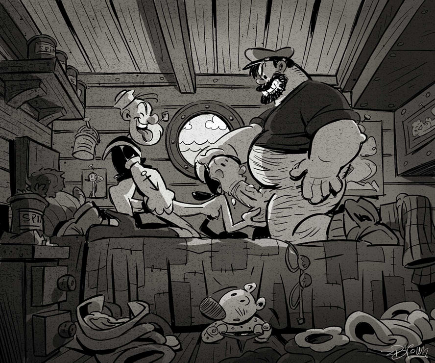 anal bluto brutus female meatpencil olive_oyl popeye popeye_(series) spitroast