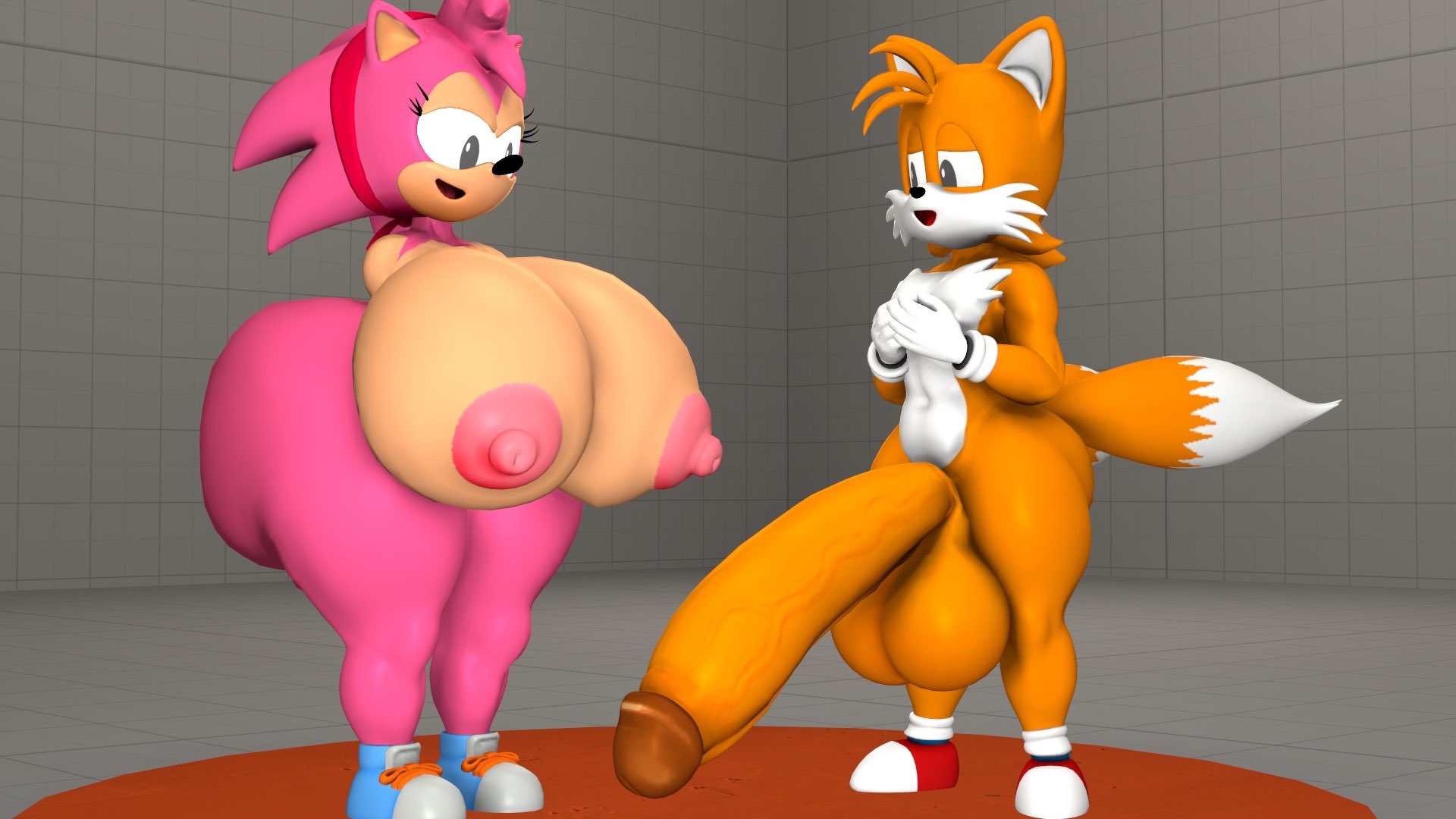 2 tails, amy rose, balls, big breasts, big penis, breasts, classic amy rose, cleavage, female, furry, huge breasts, huge cock, hyper, hyper balls, hyper breasts, hyper genitalia, hyper penis, hyper testicles, male, miles tails prower, nipples, novaparadox1337, penis, sega, sonic (series), sonic the hedgehog (series), tagme, tails the fox, testicles, thick thighs, wide hips