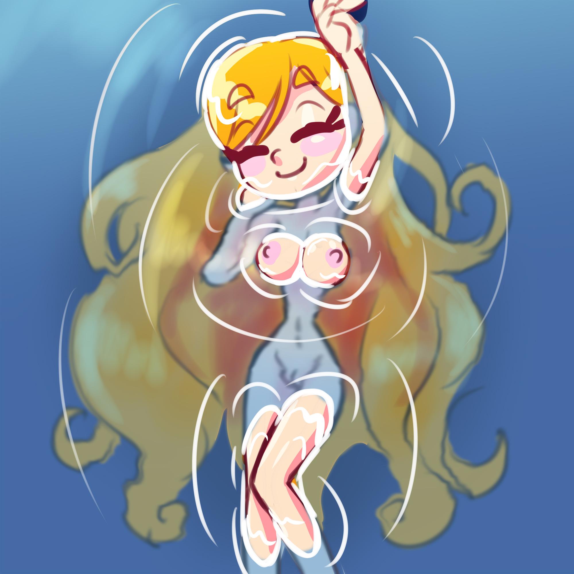 1girls, back length hair, breasts, closed eyes, female, female focus, female only, in water, jude (thousandarms), lake, light skin, light-skinned female, long hair, naked, naked female, nipples, nude, nude female, nude swimming, oc, orange hair, original, original character, outdoor bathing, outdoor nudity, outdoors, pussy, shower, skinny dipping, solo, solo female, solo focus, swimming, thousandarms