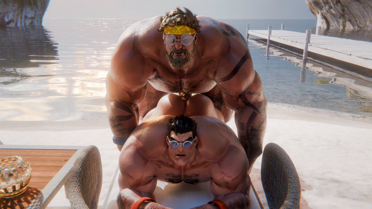 2boys, 3d, anal, anal sex, arm hair, bara, blonde hair, brantowgray, chest hair, gay, male, male only, marvel, marvel comics, marvel rivals, muscular, muscular male, punisher (aqua arsenal), punisher (francis castle), punisher (marvel comics), punisher (marvel rivals), sunglasses, thor (marvel rivals), thor (marvel), thor (series), thor (worthy waves), yaoi