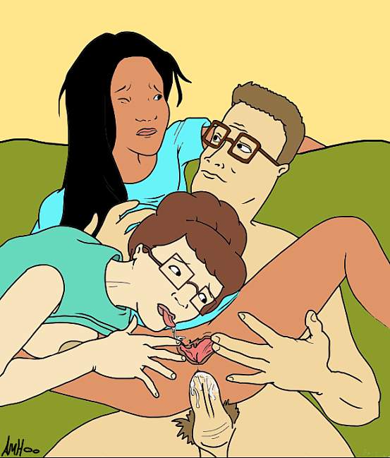 1boy 2girls anal bisexual_(female) cheating_husband cheating_wife clothing connie_souphanousinphone cuckquean dark-skinned_female dark_skin glasses hank_hill husband_and_wife interracial king_of_the_hill netorare oral_sex peggy_hill pubic_hair pussy sex spread_legs threesome