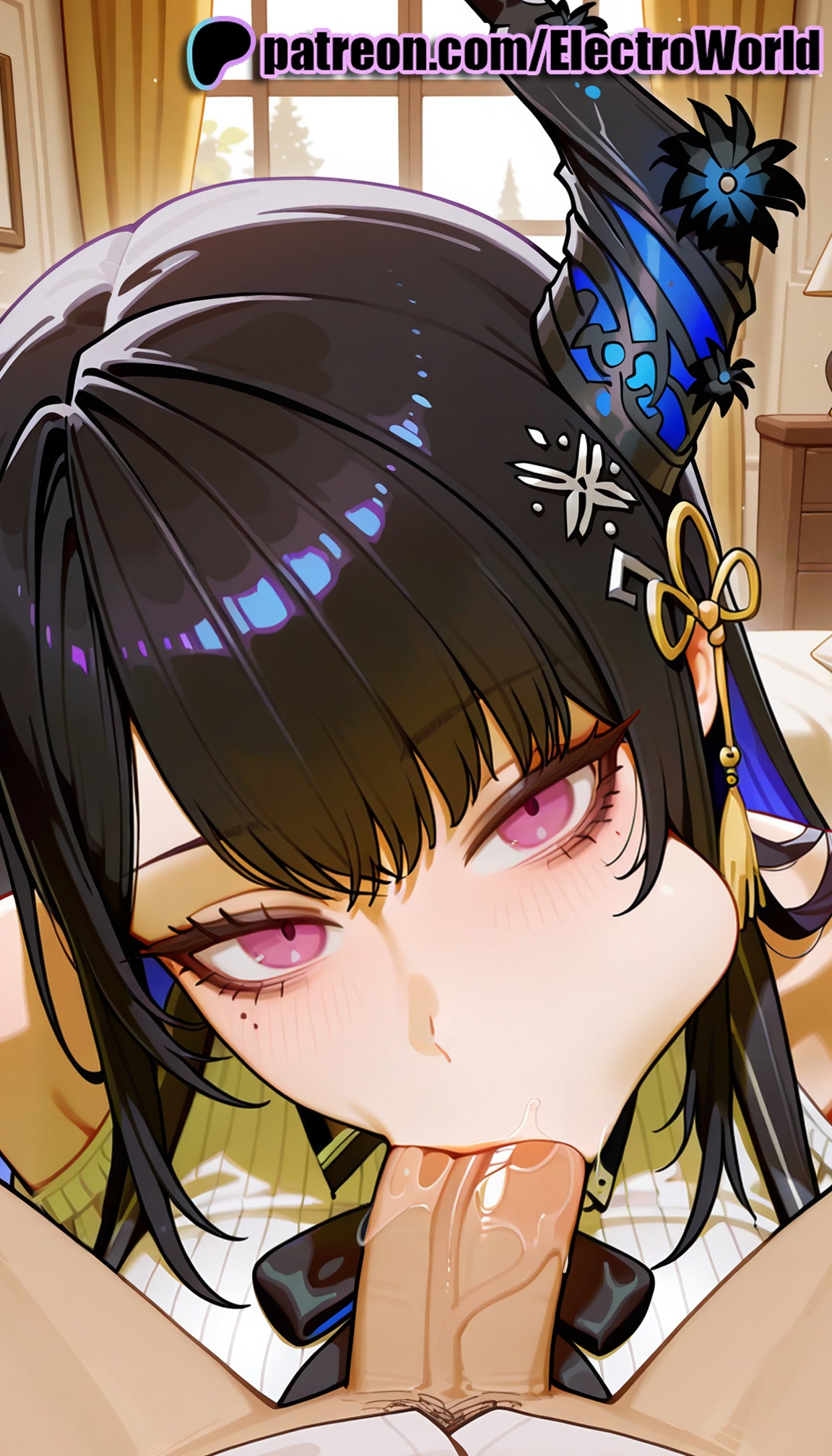 :>=, 1boy, 1girls, 2025, ai generated, artist name, bangs, black hair, blowjob, blowjob face, cock, dick, electroworld, fellatio, female, hi res, high quality, high resolution, highres, hololive, hololive english, hololive english -advent-, licking, long hair, looking at viewer, male, mole, mole under eye, nerissa ravencroft, oral, oral sex, patreon, patreon username, penis, purple eyes, solo focus, stable diffusion, straight, sucking, virtual youtuber, vtuber, watermark