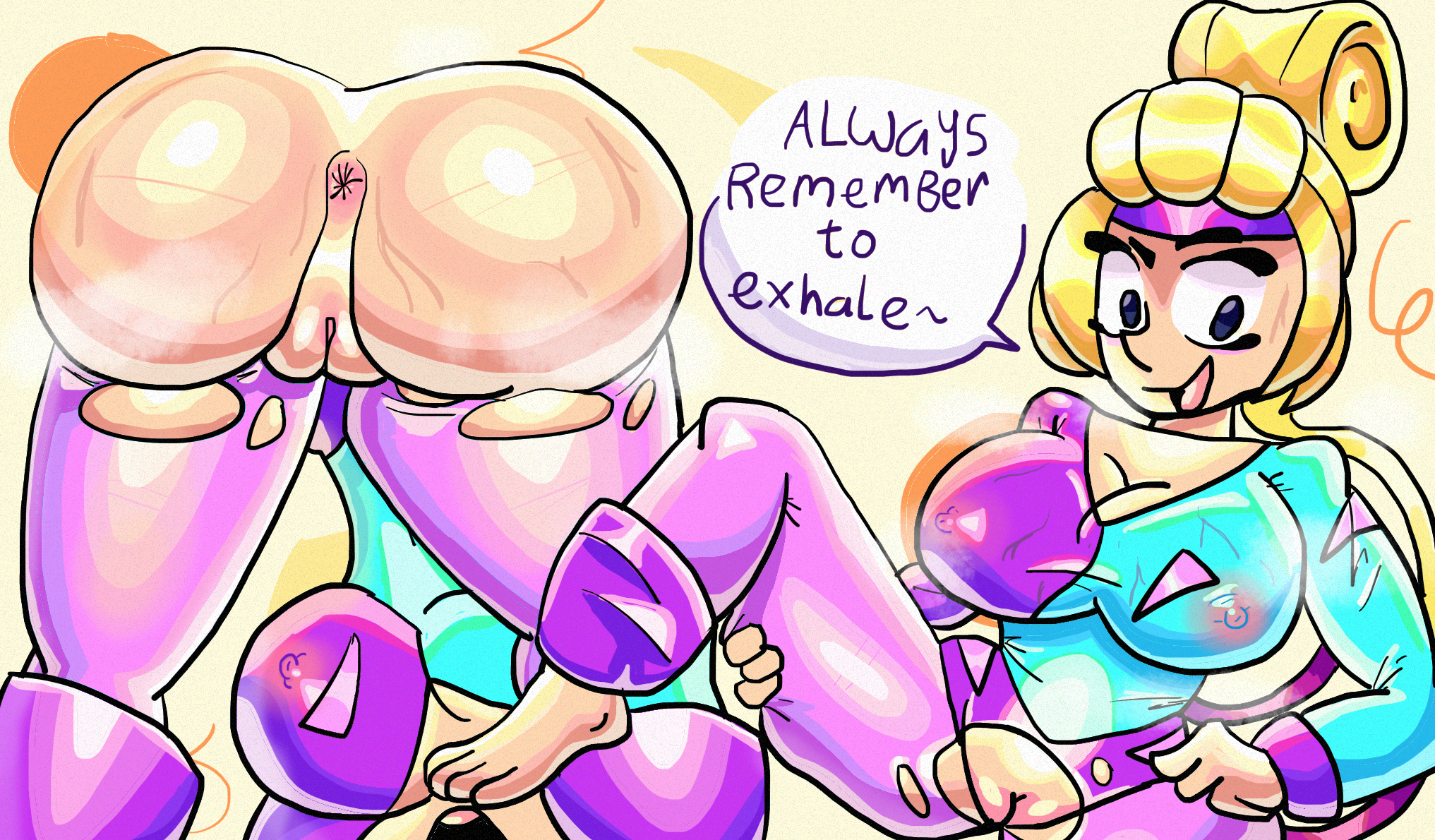 1girls, big ass, big breasts, brawl stars, breasts, charlie (brawl stars), female, jelly bread , sexy pose, supercell, sweat, sweatdrop, workout charlie (brawl stars), yellow hair, yoga, yoga pants