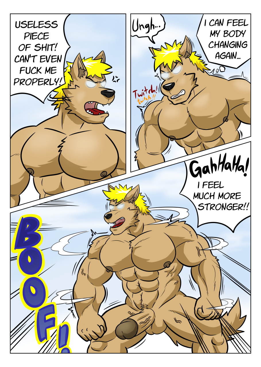 abs angry anthro balls biceps blonde_hair brown_body brown_fur brown_nipples canid canine canis clenched_fists clenched_teeth cloud comic complaining day domestic_dog english_text erection fur genitals glans growth grunting guss_(vju79) hair hi_res humanoid_genitalia humanoid_penis male male_only mammal muscle_growth muscular muscular_anthro muscular_male muscular_thighs nipples nude onomatopoeia outside page_43 pecs penis profanity ride_the_wave!_(vju79) sky solo sound_effects standing teeth text thought_bubble vein veiny_penis vju79 wolf yelling