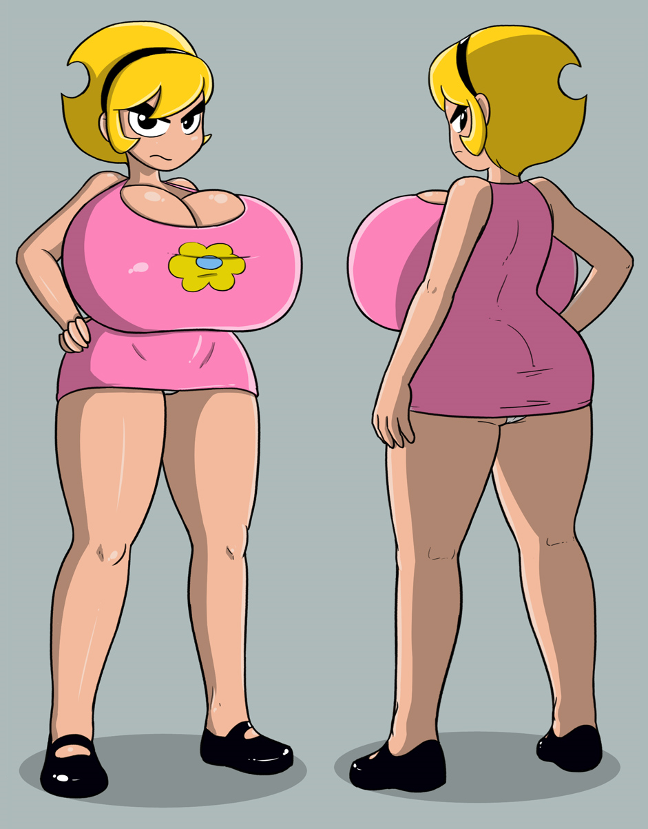 1girls angry big_ass big_breasts black_eyes blonde_hair cartoon_network cleavage female female_only garabatoz grey_background huge_breasts mandy_(billy_and_mandy) no_nose noseless simple_background solo the_grim_adventures_of_billy_and_mandy thick thick_thighs voluptuous white_sclera