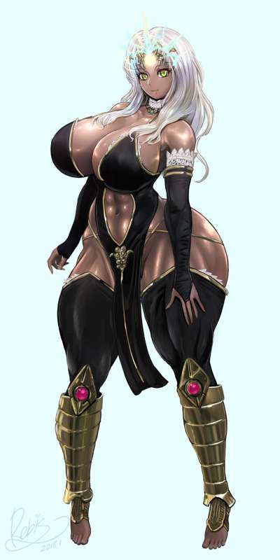 1girls big_breasts female female_only rebis tagme thick_thighs thighs white_hair wide_hips