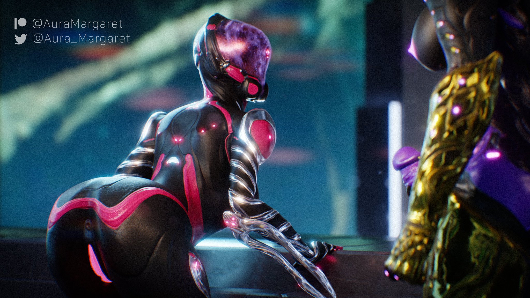 1futa, 1girls, 3d, ass, athletic, athletic female, athletic futa, auramargaret, big ass, big breasts, big penis, breasts, female, futa on female, futanari, imminent sex, intersex, mag (warframe), penis, pussy, saryn (warframe), warframe