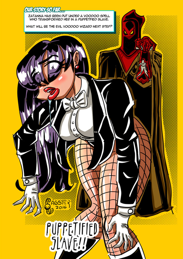 black_hair body_control breasts dc_comics drool earrings expressionless femsub fishnets gloves human_puppet jewelry large_breasts legion_of_super_heroes long_hair magician maledom marionette mind_control open_mouth puppet sketch slave straight_hair text the_gagster tie voodoo_doll zatanna zatanna_zatara