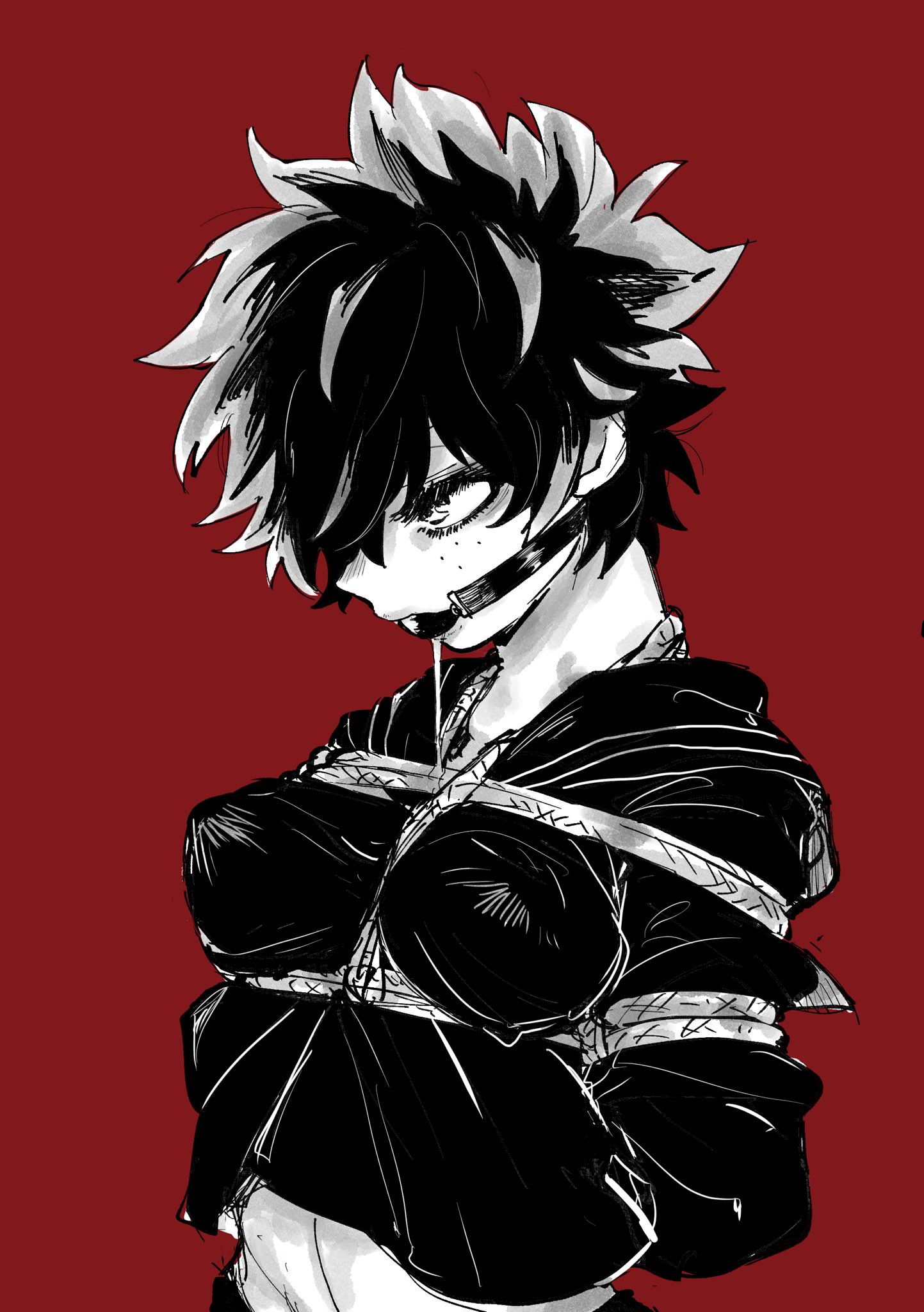 1girls, breast bondage, breasts, clothed, drooling, female, female only, gag, gagged, izuku midoriya, mrtm0102, my hero academia, rope bondage, rule 63, saliva drip, short hair, solo, tied, tied arms, tomboy