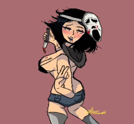 1girls big_breasts bikini bikini_top black_hair blood breasts cathers cathers.mp4 cathersmp4 female_focus female_only knife mask murder short_shorts shorts shortstack tan_body